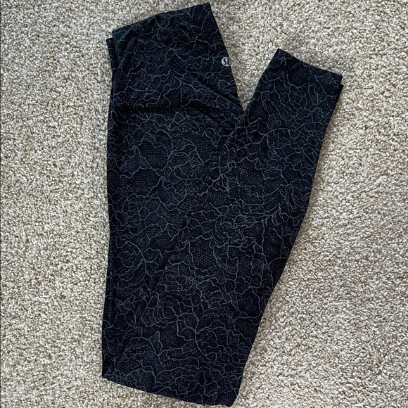 Lululemon Align Black Lace Patterned Leggings - Picture 1 of 5